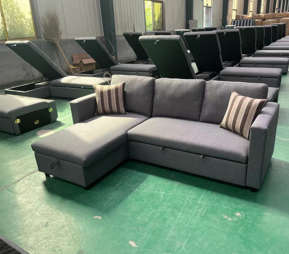 Wholesale Price Modern Sectional Couch Sofa Set Pull Out Sofa Bed Multi-Functions Office Home Furniture Fabric  L Shape  Sofa