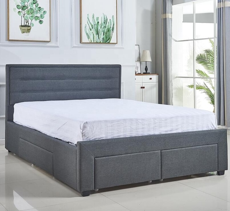 Double/Queen/King Size With fabric headboard and pu Footboard  Leather Bed