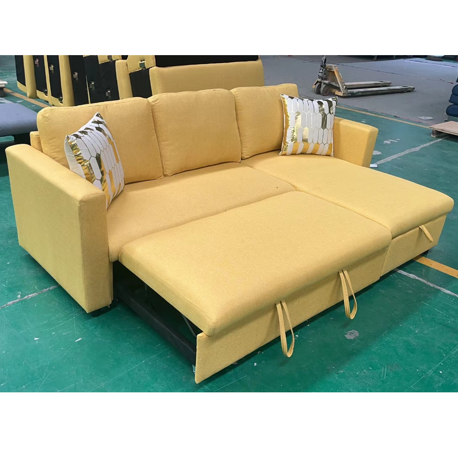 Wholesale Economical Lounge Design L Shaped Modern Pull Out Sofa Bed Settee  Cum Bed With Storage Foldable European Sofa Cama