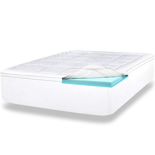 4 Inch Gel Memory Foam King Mattress Topper - Luxury Dual Layer Includes Quilted, Down-Alternative Pillow Top Cover