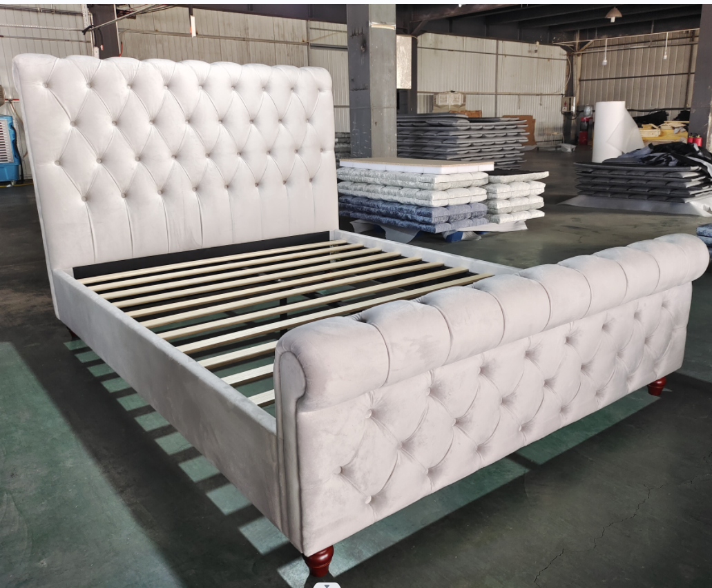 Modern Bedroom Furniture Tufted Upholstered Velvet Queen king Hot Selling bed