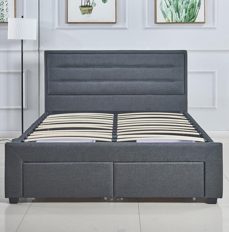 Double/Queen/King Size With fabric headboard and pu Footboard  Leather Bed