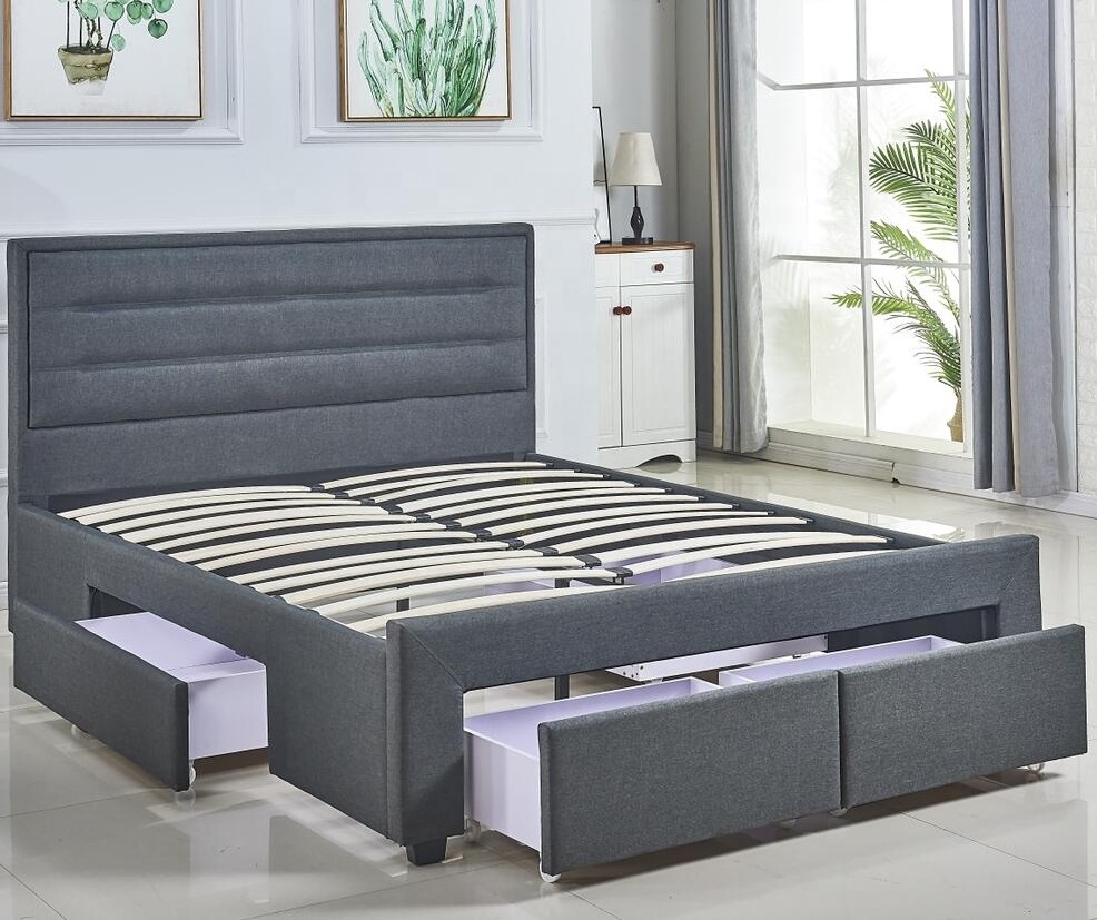 Double/Queen/King Size With fabric headboard and pu Footboard  Leather Bed