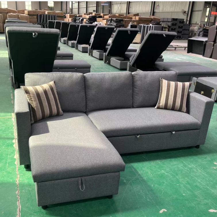 Wholesale Price Modern Sectional Couch Sofa Set Pull Out Sofa Bed Multi-Functions Office Home Furniture Fabric  L Shape  Sofa