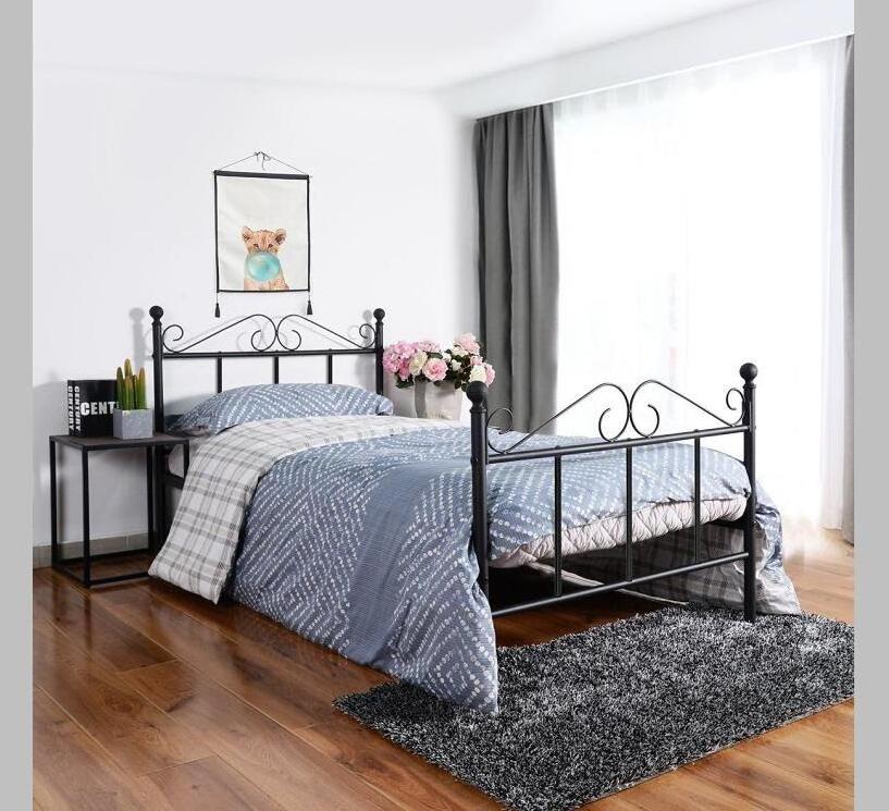 Stone White Metal Bed Frame Iron Bedstead 3 FT single 4FT6 Double 5FT King Sizes bedroom furniture