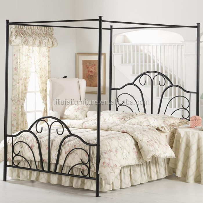 Adult kids princess bedroom furniture wrought iron metal canopy beds