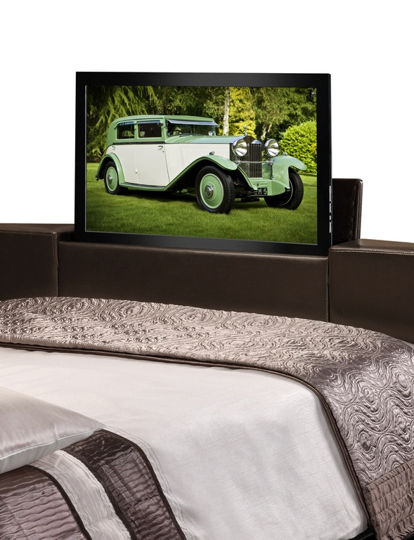 luxurious  cheap DVD player  leather bed with tv stand