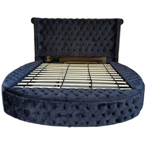 High bedhead cheap price upholstered beds double queen king size hotel luxury circle storage bedroom furniture round bed