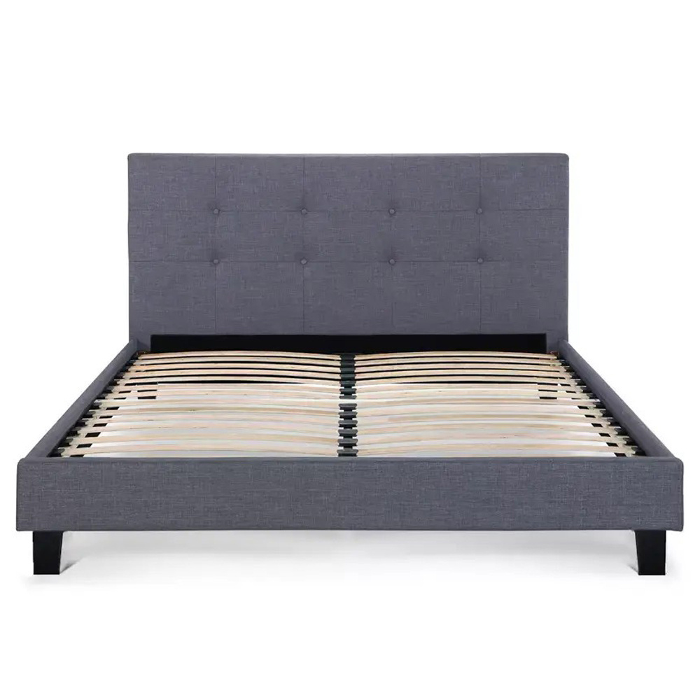 Upholstered Full Platform Bed Steel Frame, Wood Support - Dark Gray bed