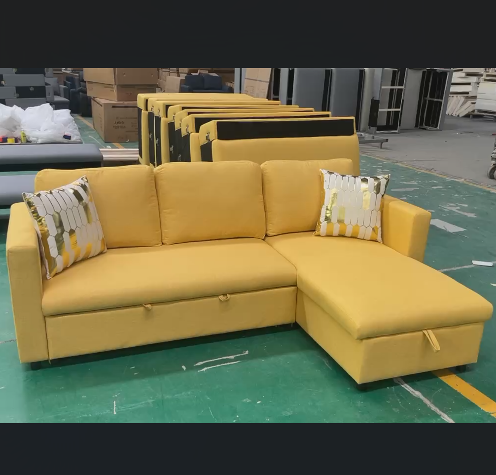 Wholesale Economical Lounge Design L Shaped Modern Pull Out Sofa Bed Settee  Cum Bed With Storage Foldable European Sofa Cama