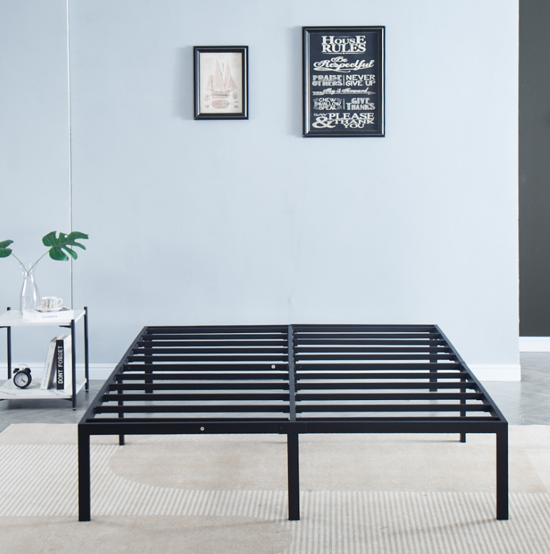 Factory Wholesale Amazon Hot Sales King Size Platform Bed Frame Mattress Foundation Black Wrought Iron Hotel Metal iron Bed