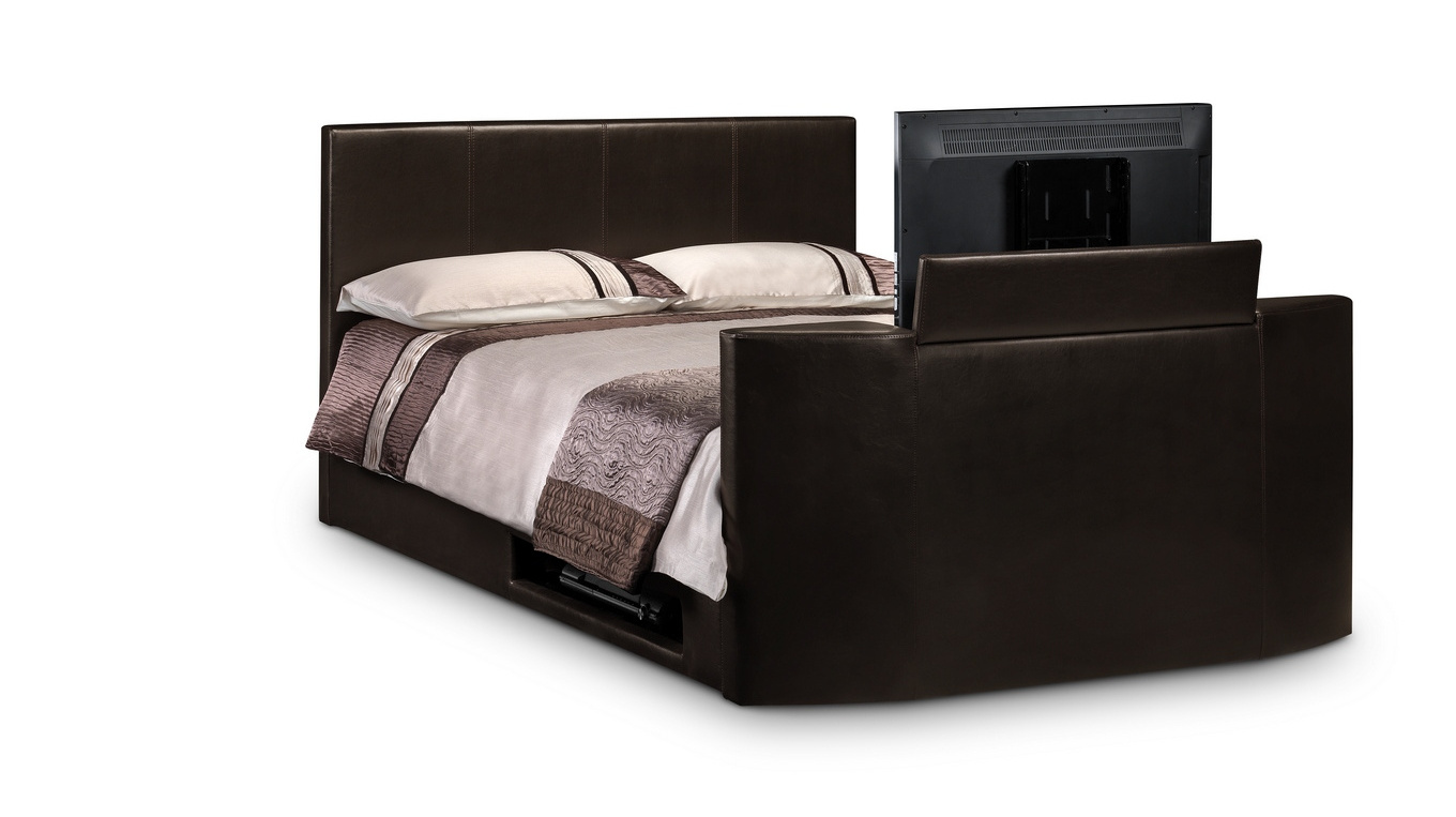 luxurious  cheap DVD player  leather bed with tv stand