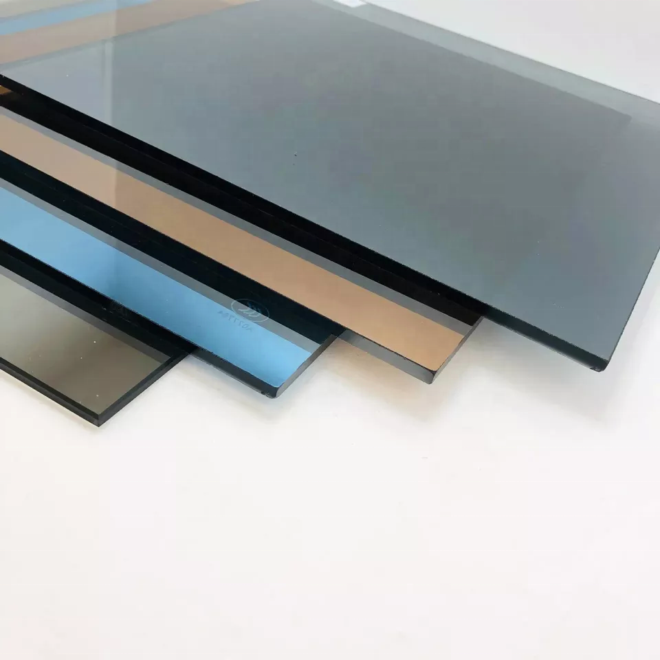 Wholesale 4mm 5mm 6mm 8mm color bronze grey blue green tinted float glass building tempered glass panel price