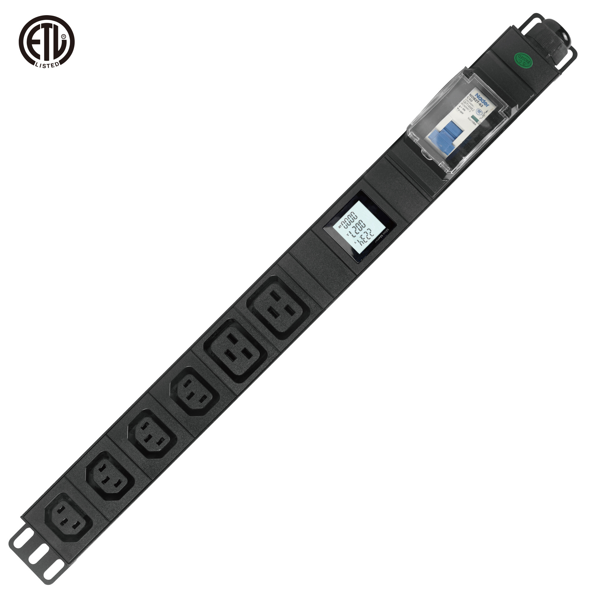 Oit 6/8/12way PDU With Volt Amps Display L630P Plug 30A 240V C13 Meter PDU