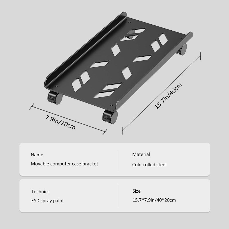 Computer Case Bracket Movable CPU Holder Under Desk Swivel Computer Case Holder