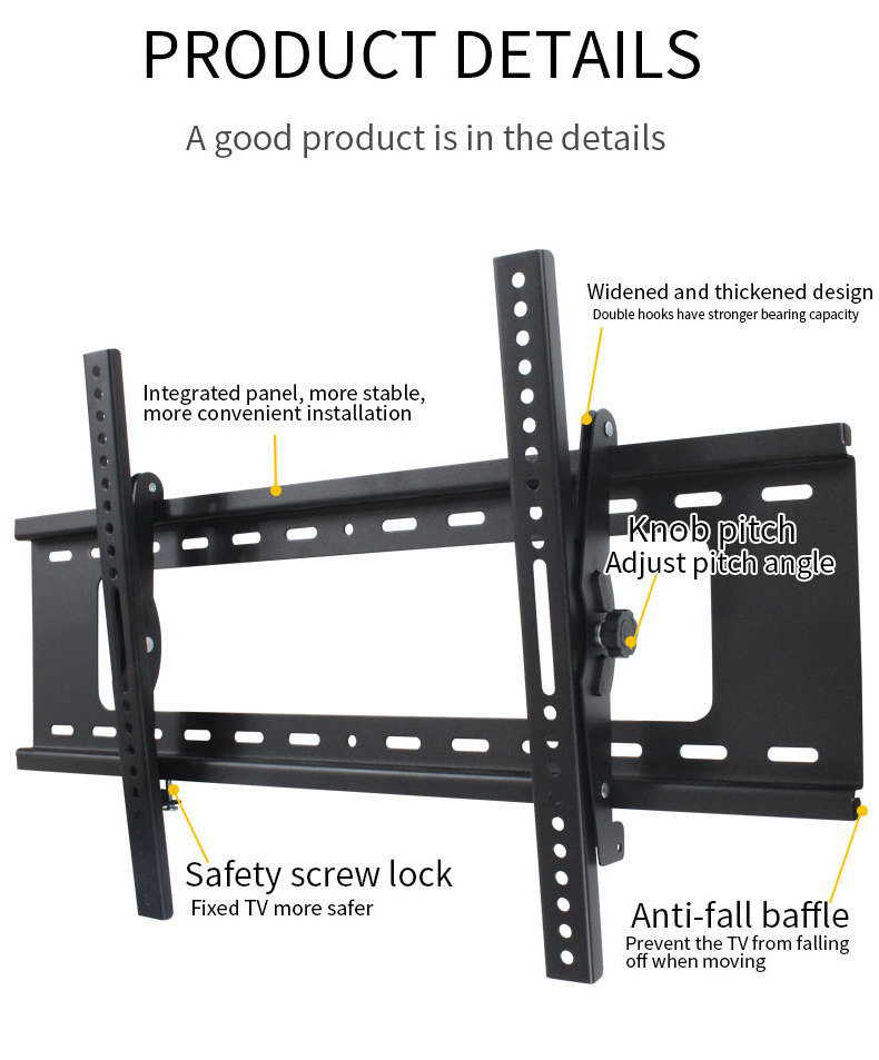 40-80 inch screen universal lcd tv wall mount tv bracket for smart lcd led flat 80 inch tv