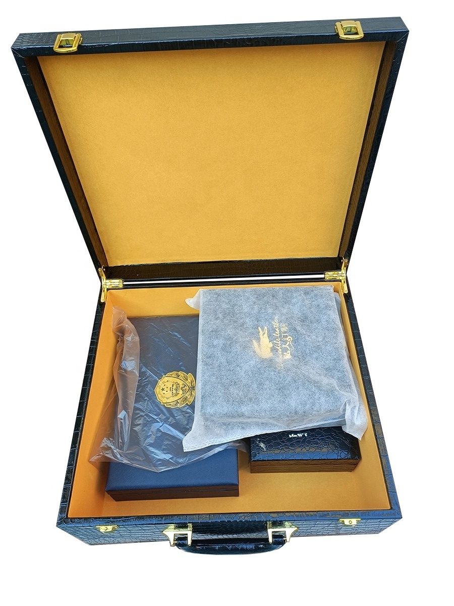 PU leather case with custom logo multiple size hinged box with crocodile grain packaging box