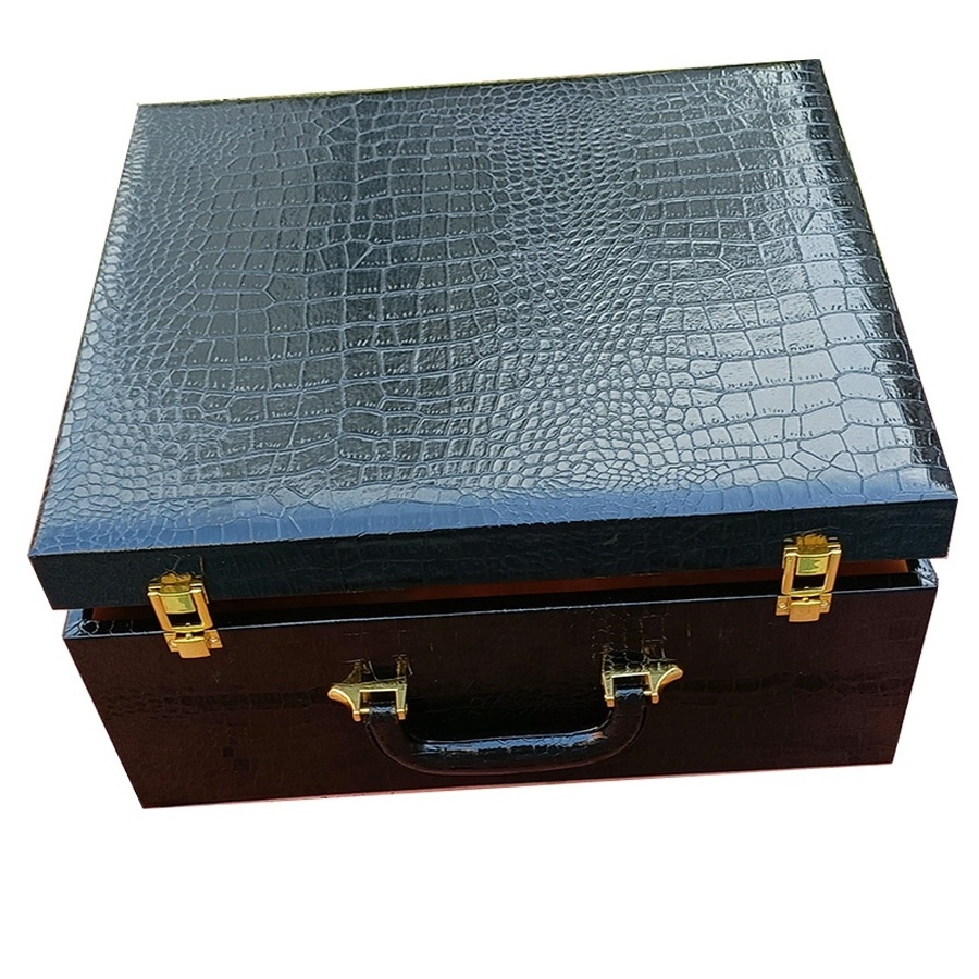 PU leather case with custom logo multiple size hinged box with crocodile grain packaging box