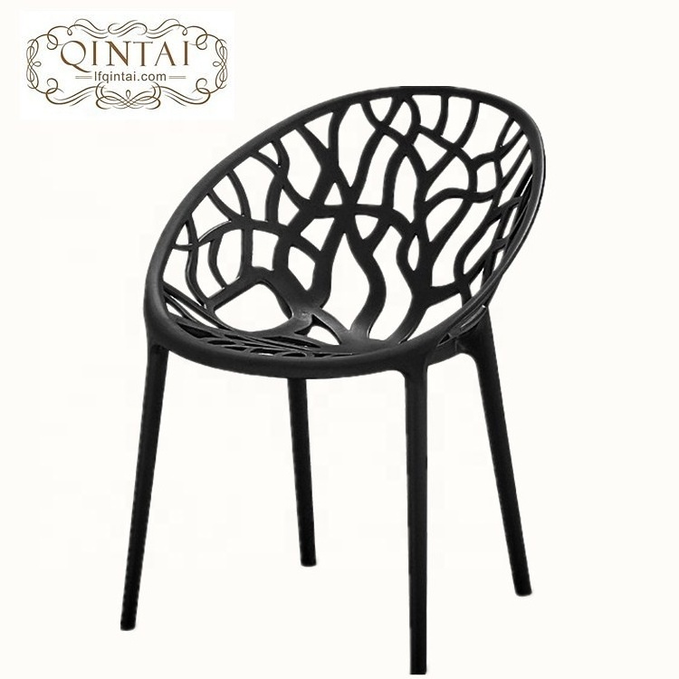 Wholesale cheap good quality hot selling stackable creative design black round egg chair plastic branch leisure chair with arm