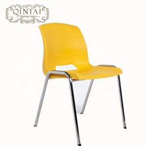 Wholesale cheap good quality PP chair  furniture yellow plastic chair with steel legs