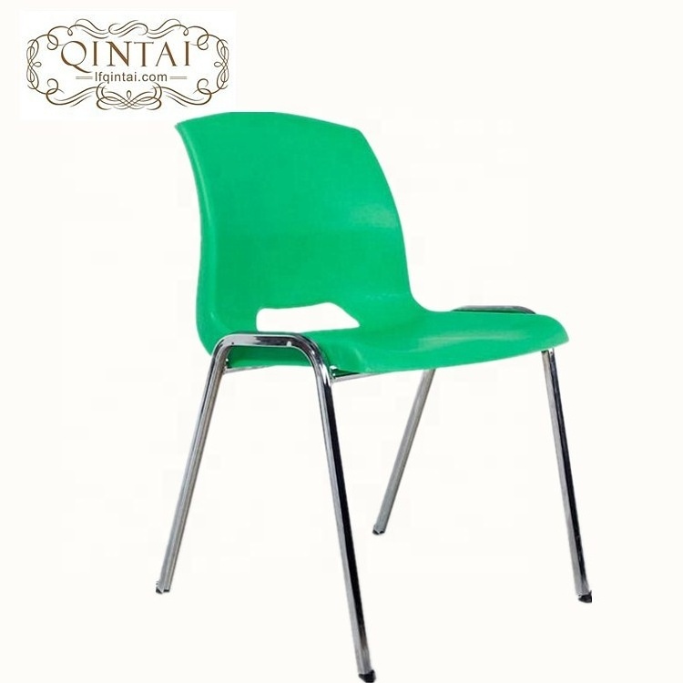 Wholesale cheap good quality PP chair  furniture yellow plastic chair with steel legs