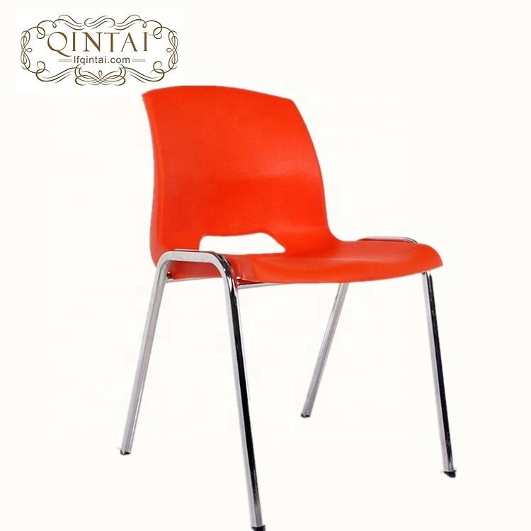 Wholesale cheap good quality PP chair  furniture yellow plastic chair with steel legs