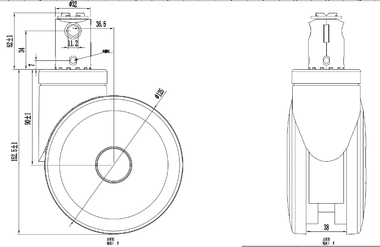 5-Inch 125mm Central Lock Medical Bed silent Caster Wheels with Brakes for Hospital Beds Total Brake Direction  Trolley Caster