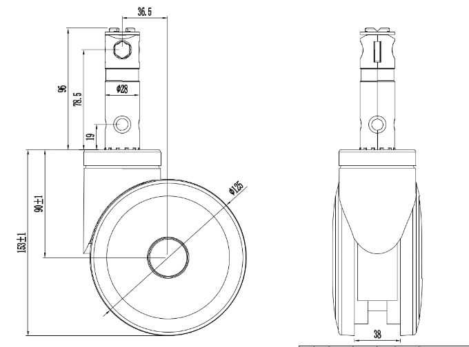 5-Inch 125mm Central Lock Medical Bed silent Caster Wheels with Brakes for Hospital Beds Total Brake Direction  Trolley Caster