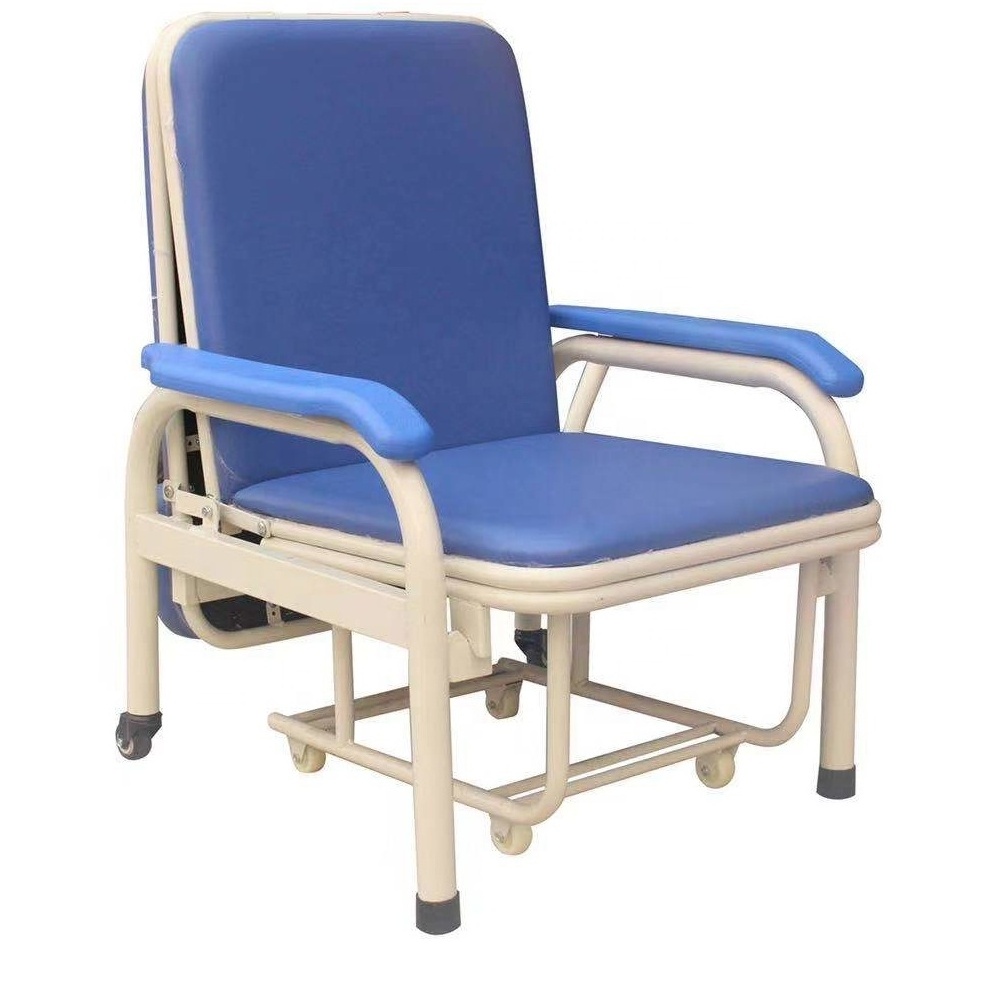 Hospital Convertible Reclining Attendant Chair Foldable Patient Family Accompany Escort Chair Folding Accompany Chair Bed