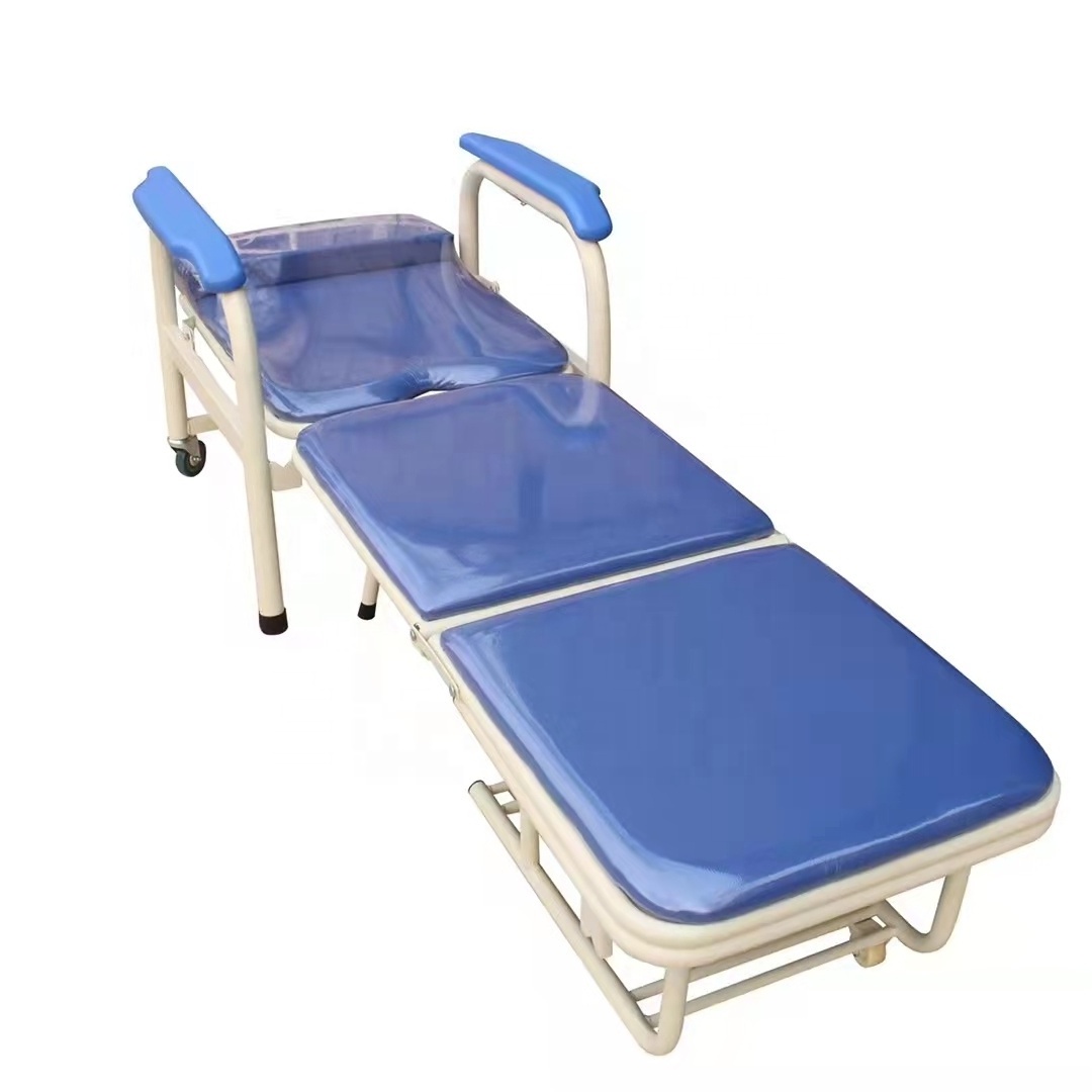 Hospital Convertible Reclining Attendant Chair Foldable Patient Family Accompany Escort Chair Folding Accompany Chair Bed