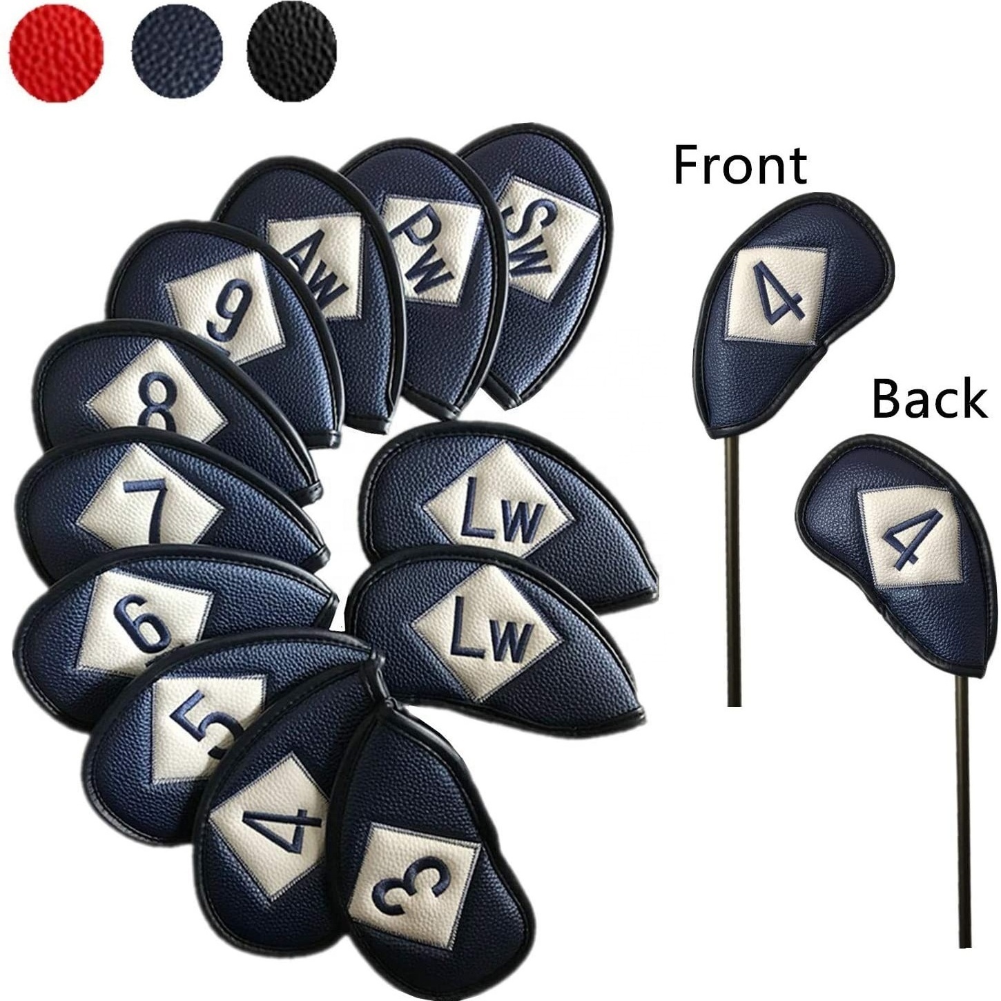 Hot Sales Custom Logo Golf Club Iron Covers Headcovers PU Leather 10pcs/Set Fit Most Standard Clubs Protector Golf Head Cover