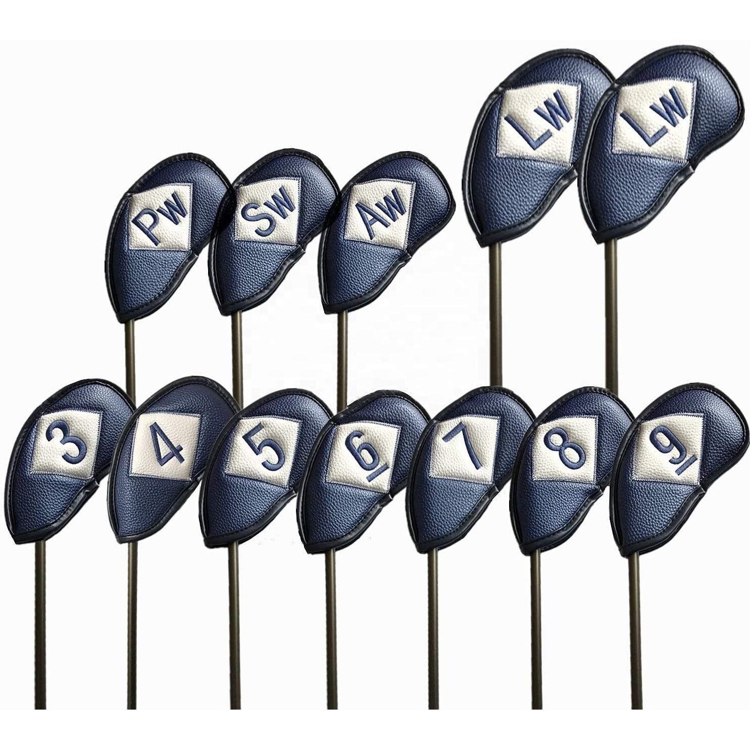 Hot Sales Custom Logo Golf Club Iron Covers Headcovers PU Leather 10pcs/Set Fit Most Standard Clubs Protector Golf Head Cover