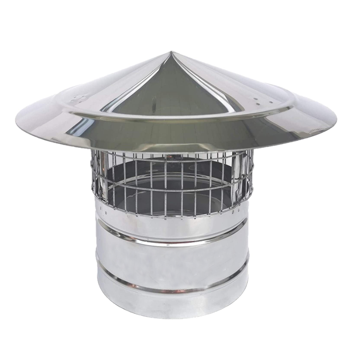 Stainless steel chimney cap round rain cap with bird guard 6 inch 150 mm