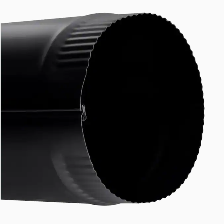 Black single wall chimney pipe and stainless steel liner for fireplace and stove