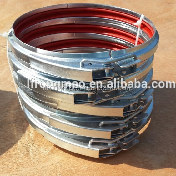 100mm Galvanized steel pipe clamp with rubber gasket Air tight metal clamp for modular ducting