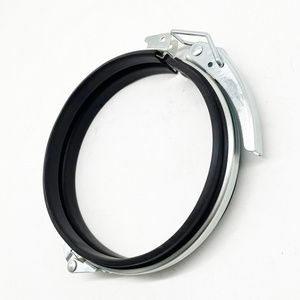 Galvanised pipe lever clamp 160mm quick fit duct snap clamp with black EPDM liner rapid lock clamp ring