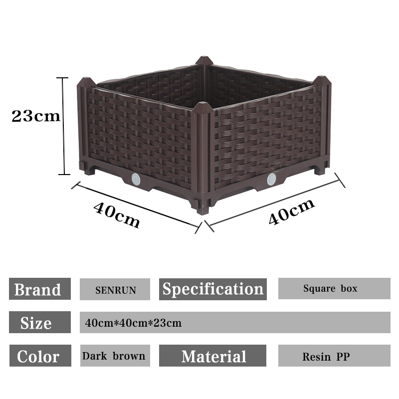 Direct Selling High Quality Plastic Rectangle Raised Garden Bed Flower Pot Plastic Planter Box