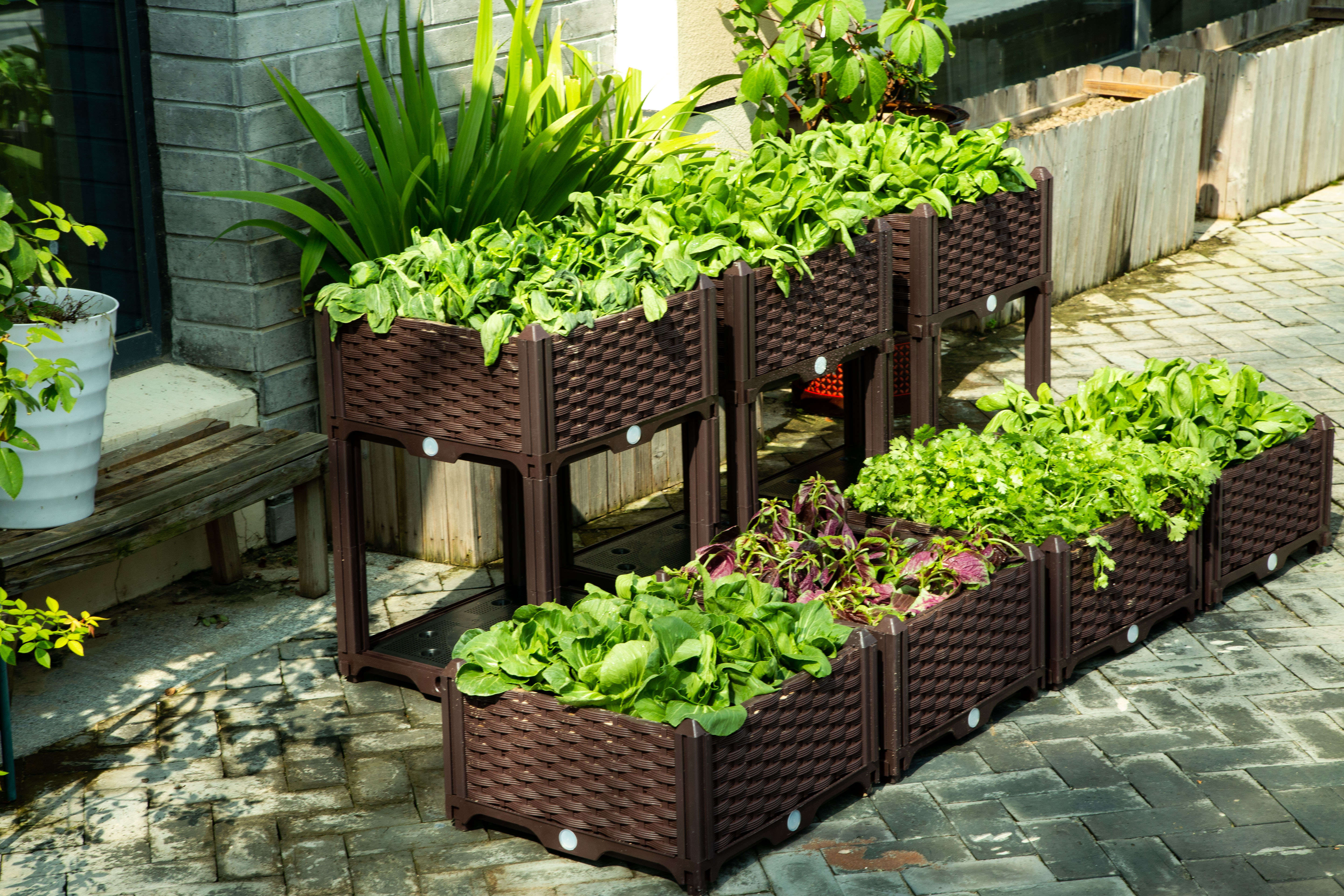 Direct Selling High Quality Plastic Rectangle Raised Garden Bed Flower Pot Plastic Planter Box