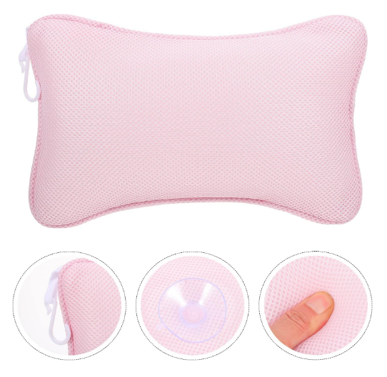 3D Mesh Bath Pillow Practical Sucker Bone Shape Bathtub Spa Pillow Headrest Cushion for Neck Shoulder and Head Support