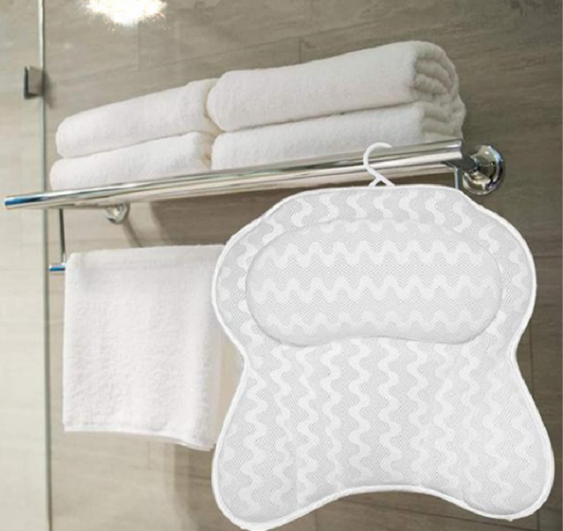 Fashion Breathable 3d Mesh Bath Bathtub Spa Pillow Headrest For Tub With 2 Thickened Paddings Soft Bath Tub Pillow For Neck