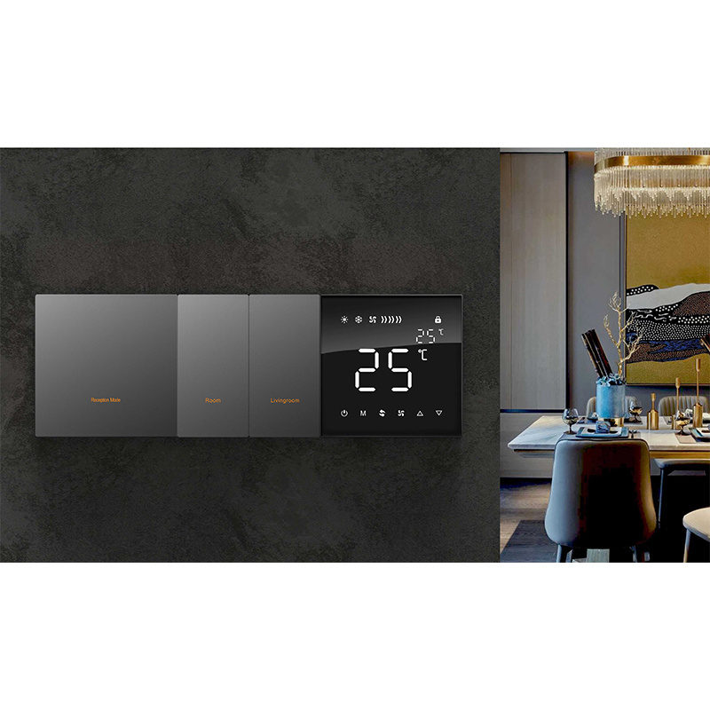 Customization Smart Home KNX System HVAC Switch Air Condition Touch Controlling Switch Panel With Digital Display