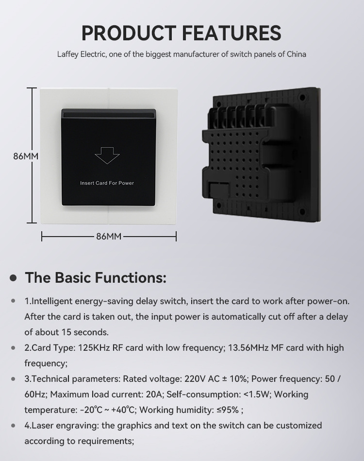 Card Energy Saving Switch Room Energy Saving Key Card Power For Hotel Wall Switch