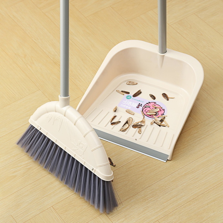 Home Kitchen Household Floor Cleaning Tools Plastic Soft Broom with Dustpan Set Free Angle PET Broom Head