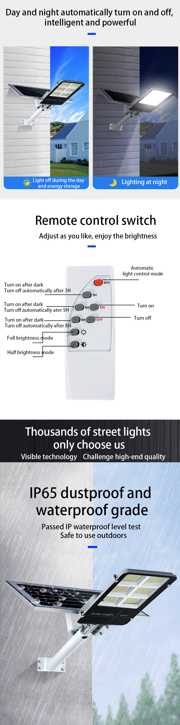 Hot sale 100w 300w 400w 500w 600w 1000w 2000w 3000w all in one waterproof ip67 led outdoor split type solar street light