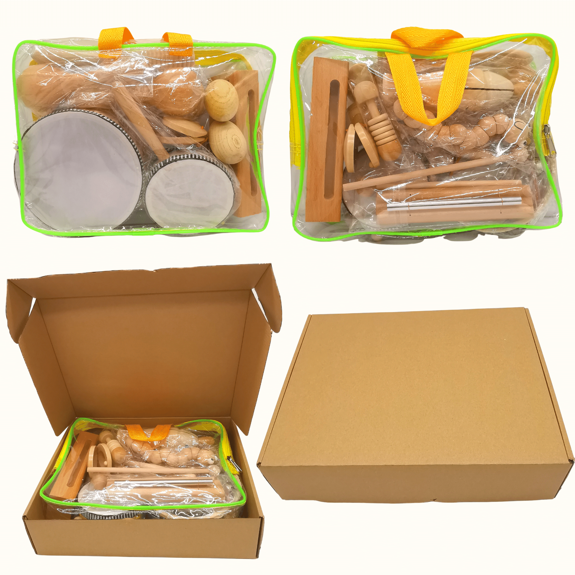 RTS JINGXUAN Natural Wooden Percussion Instruments Toy for Kids Preschool Educational Musical Toys Set for Boys and Girls