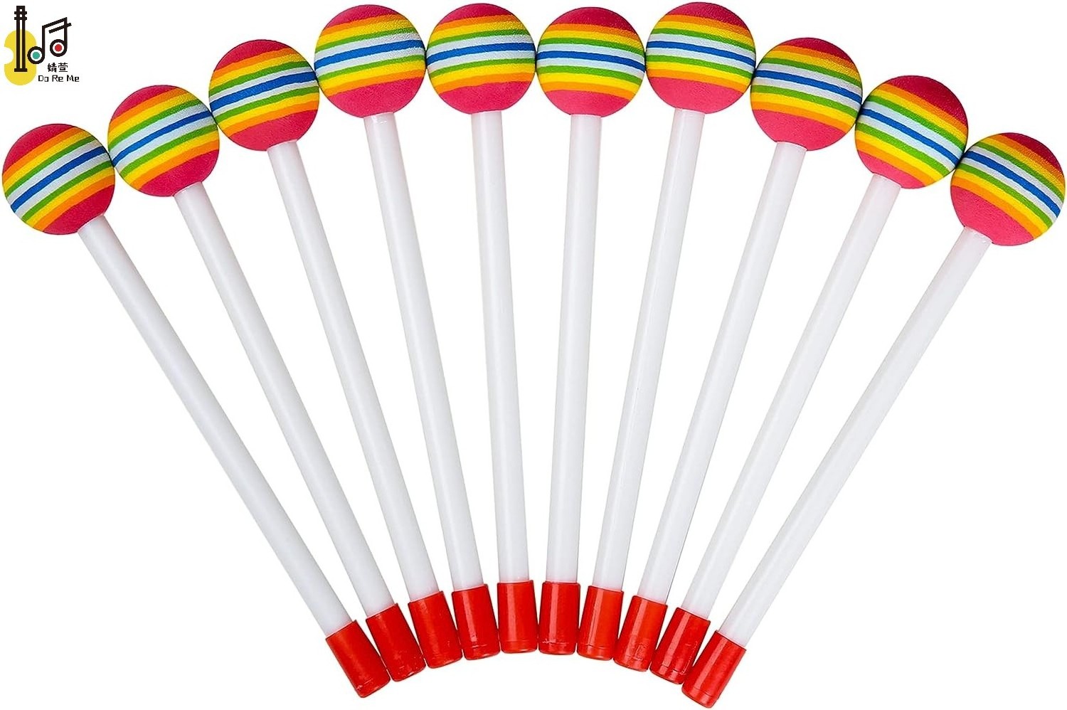 Plastic soft foam head rainbow plastic drum stick for kids playing hand drum percussion sticks musical instruments