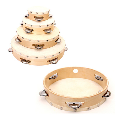 Wholesale percussion music instrument free sample hand drums round wooden custom tambourine