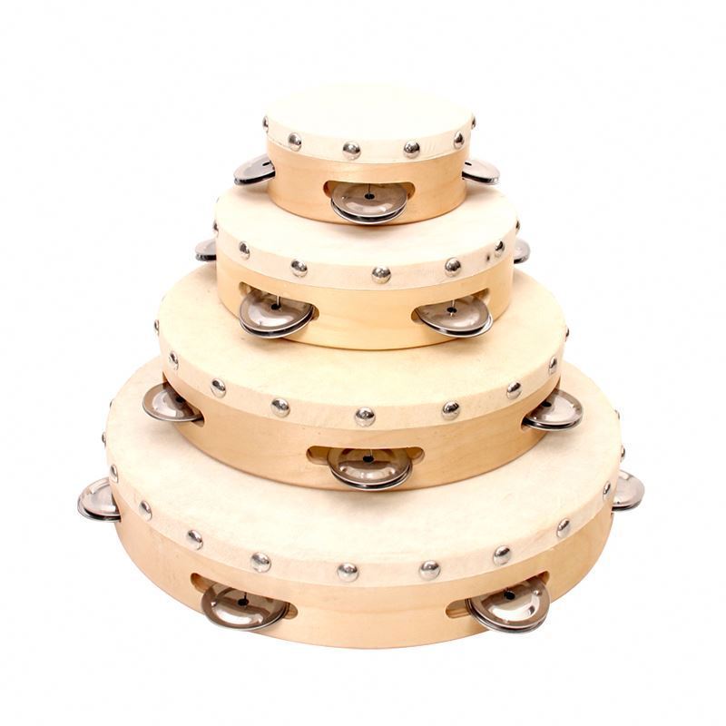 Wholesale percussion music instrument free sample hand drums round wooden custom tambourine