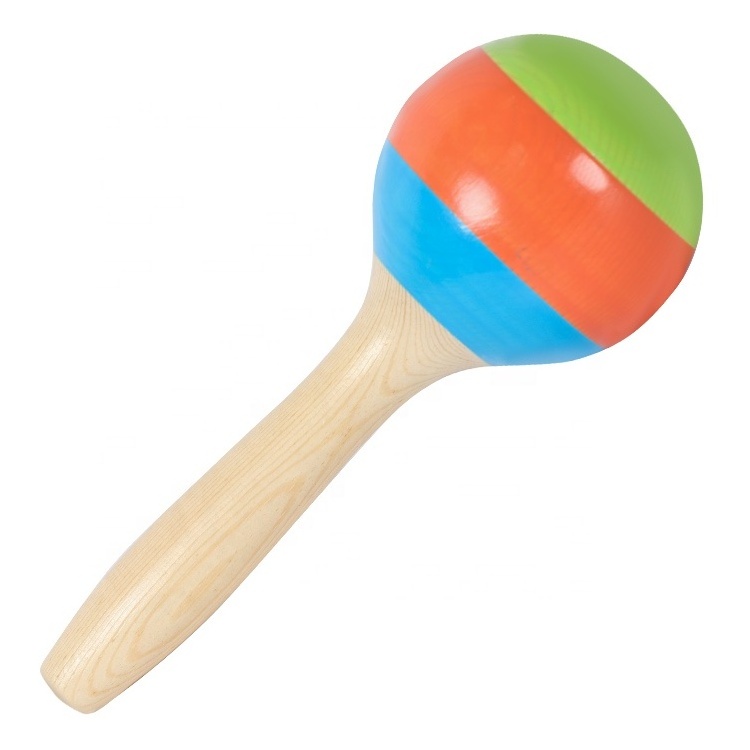 Handheld wood maracas natural color musical instrument