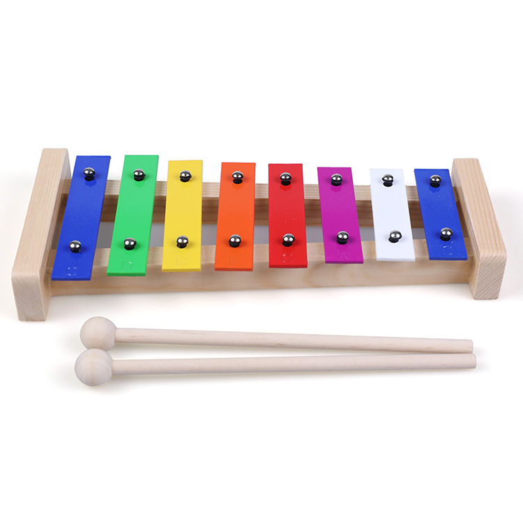 Hot Selling Colorful 8 Key Metallophone Glockenspiel Percussion Musical Instruments For Baby